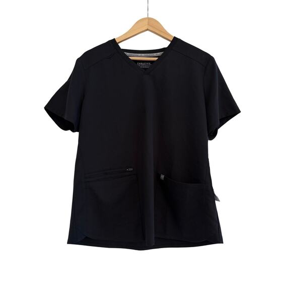 Lot of 3 NWT Fabletics Mode Scrub Tops Womens XL Black/Blue/Black - Picture 2 of 16